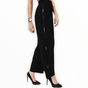 Chanel logo ribbon tailored trousers